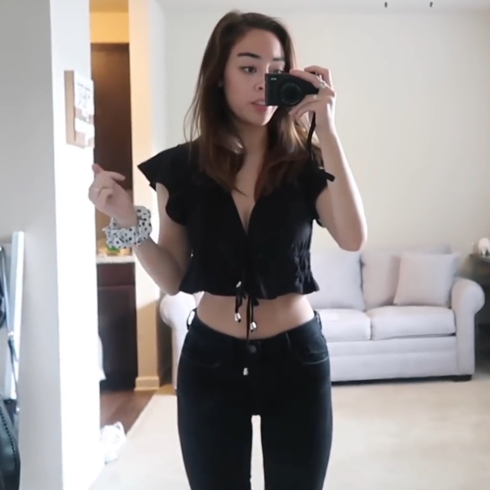 Princess Polly Tie Front Black Crop Top